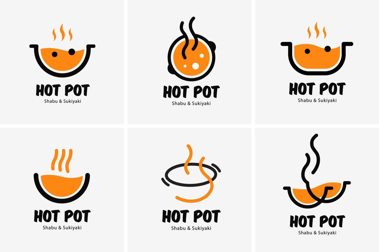 hot pot shabu sukiyaki logotyp ikon grafisk japansk bufférestaurang vektor