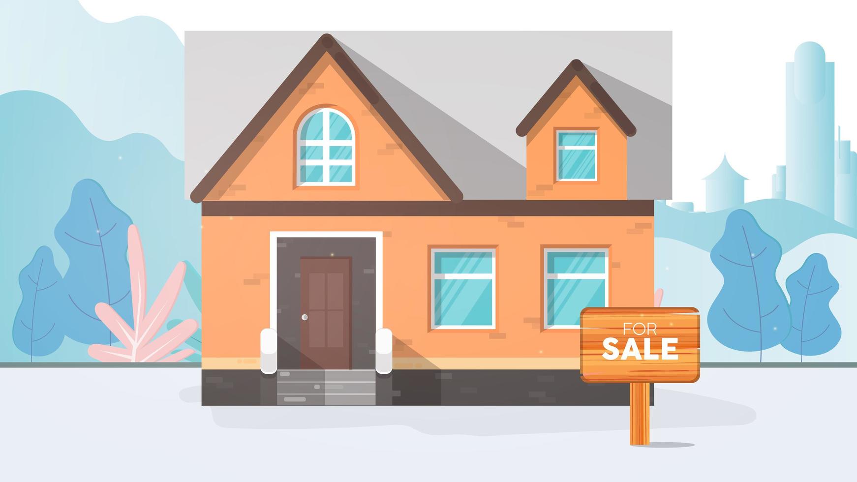 Haus zu verkaufen. zu verkaufen Zeichen. Haus- und Immobilienverkaufskonzept. vektor