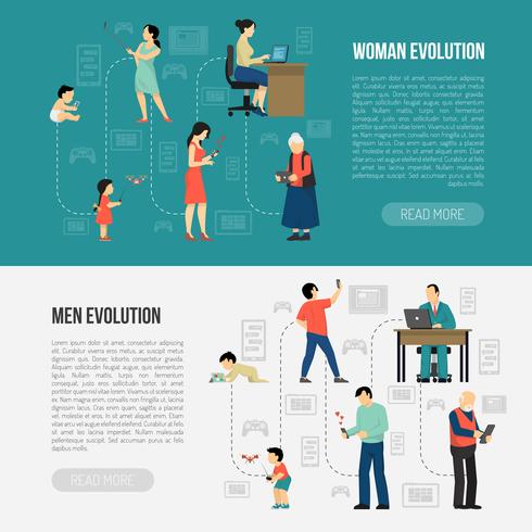 Gender Evolution Banner gesetzt vektor