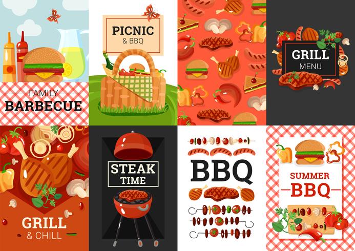 BBQ Barbecue Picknick Banner Set vektor