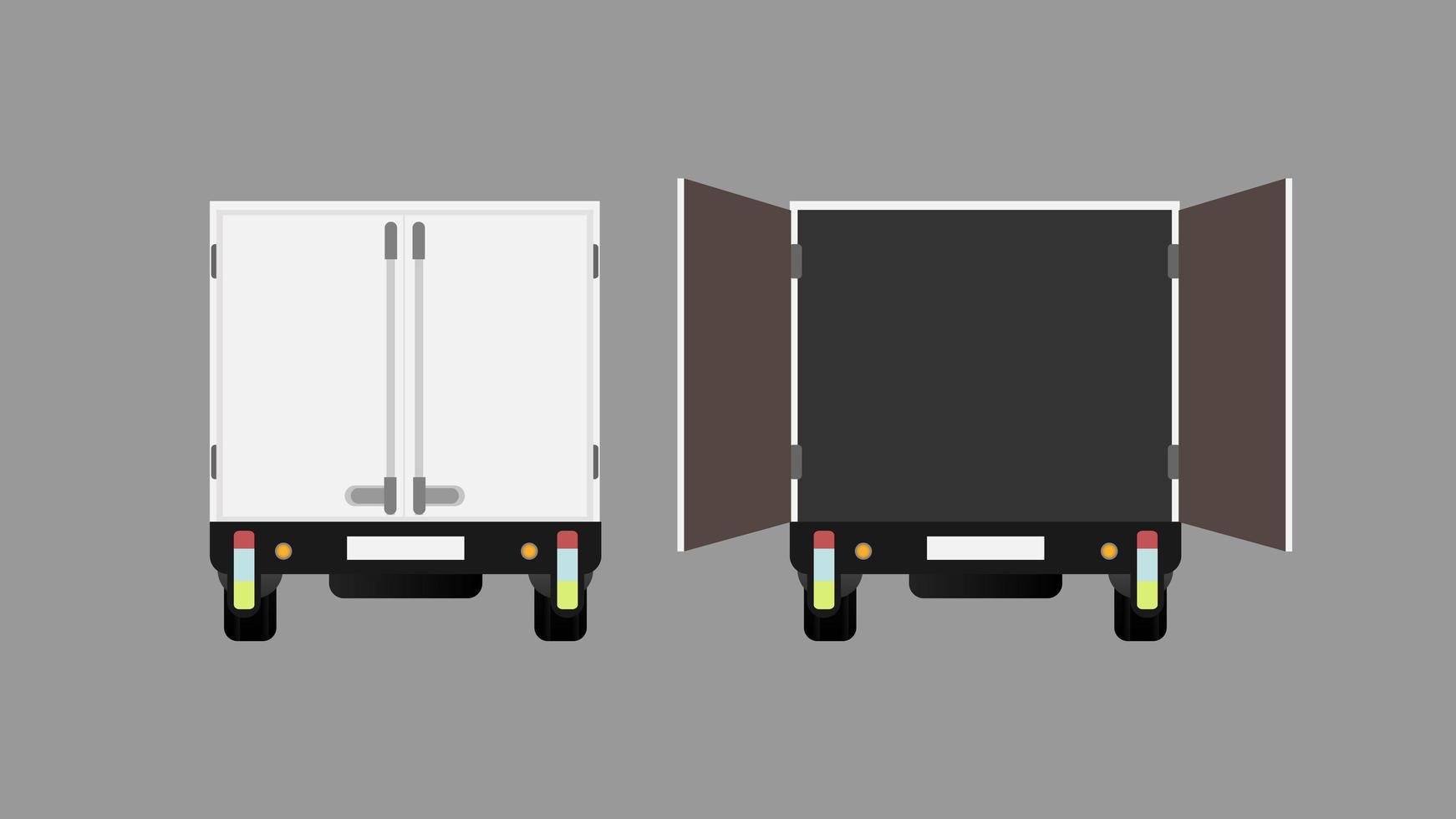 LKW-Rückansicht. offenen LKW. Element für die Gestaltung zum Thema Transport und Lieferung von Waren. isoliert. Vektor. vektor