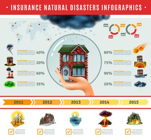 Försäkring Naturkatastrofer Infographics vektor