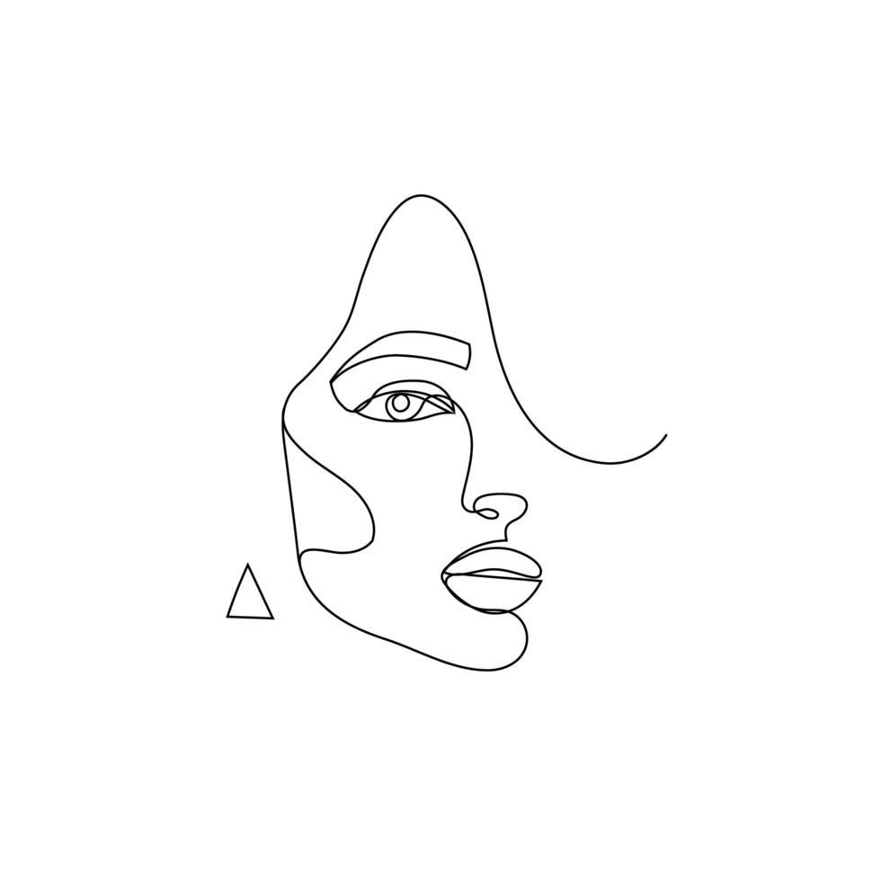 vektor linjär ansiktskonst, kvinna porträtt kontinuerlig linje, mode skönhet koncept, kvinna minimalist, illustration ganska sexig