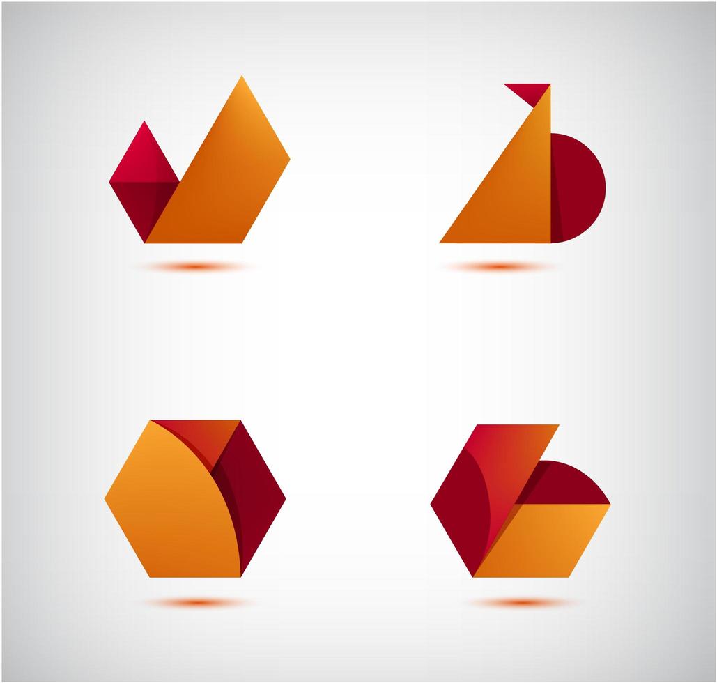 Vektor-Set von abstrakten 3D-Origami-Logos, Icons. Geschäftskonzept, Designvorlagen für die Unternehmensidentität, geometrisch vektor