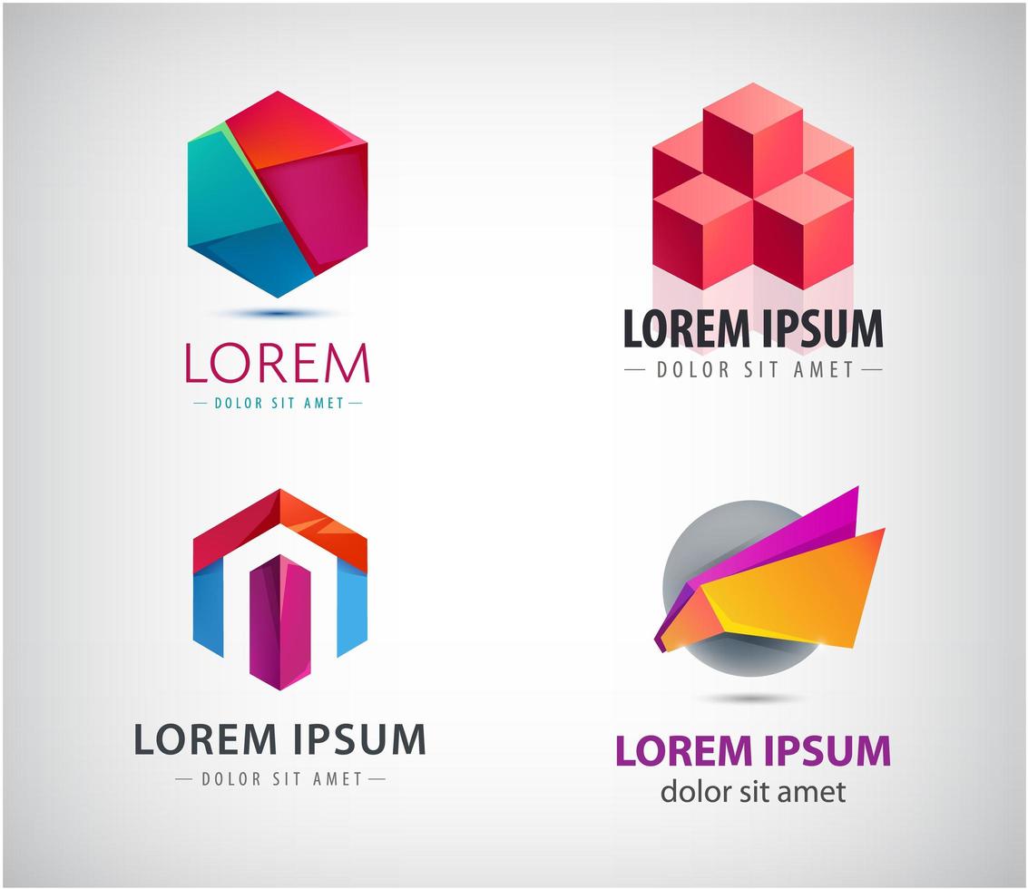 vektor uppsättning logotyp mallar. moderna abstrakta geometriska kreativa tecken, ikoner. designa geometriska element. identitet logotyp koncept