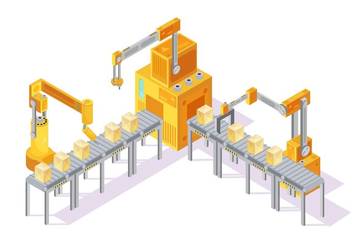 Transportörsystem isometrisk illustration vektor