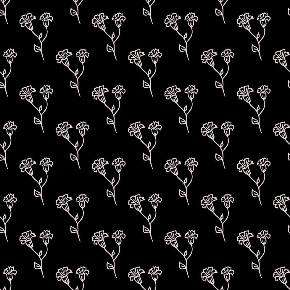 nahtloses schwarzes Muster mit weißen Blumen. floraler Hintergrund. weiße Blumen auf schwarzem Hintergrund isoliert vektor