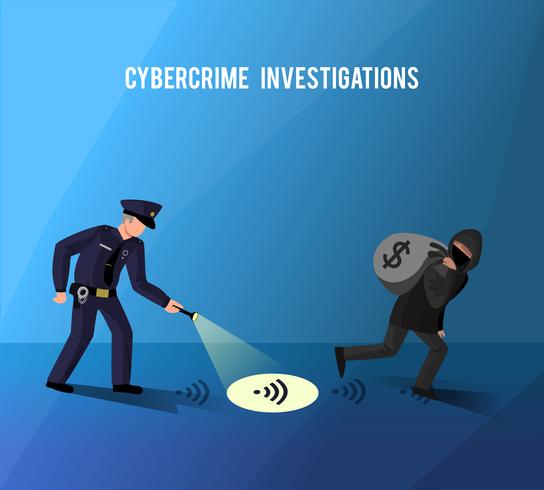 Hacker Cybercrime Prevention Investigation Flat Poster vektor