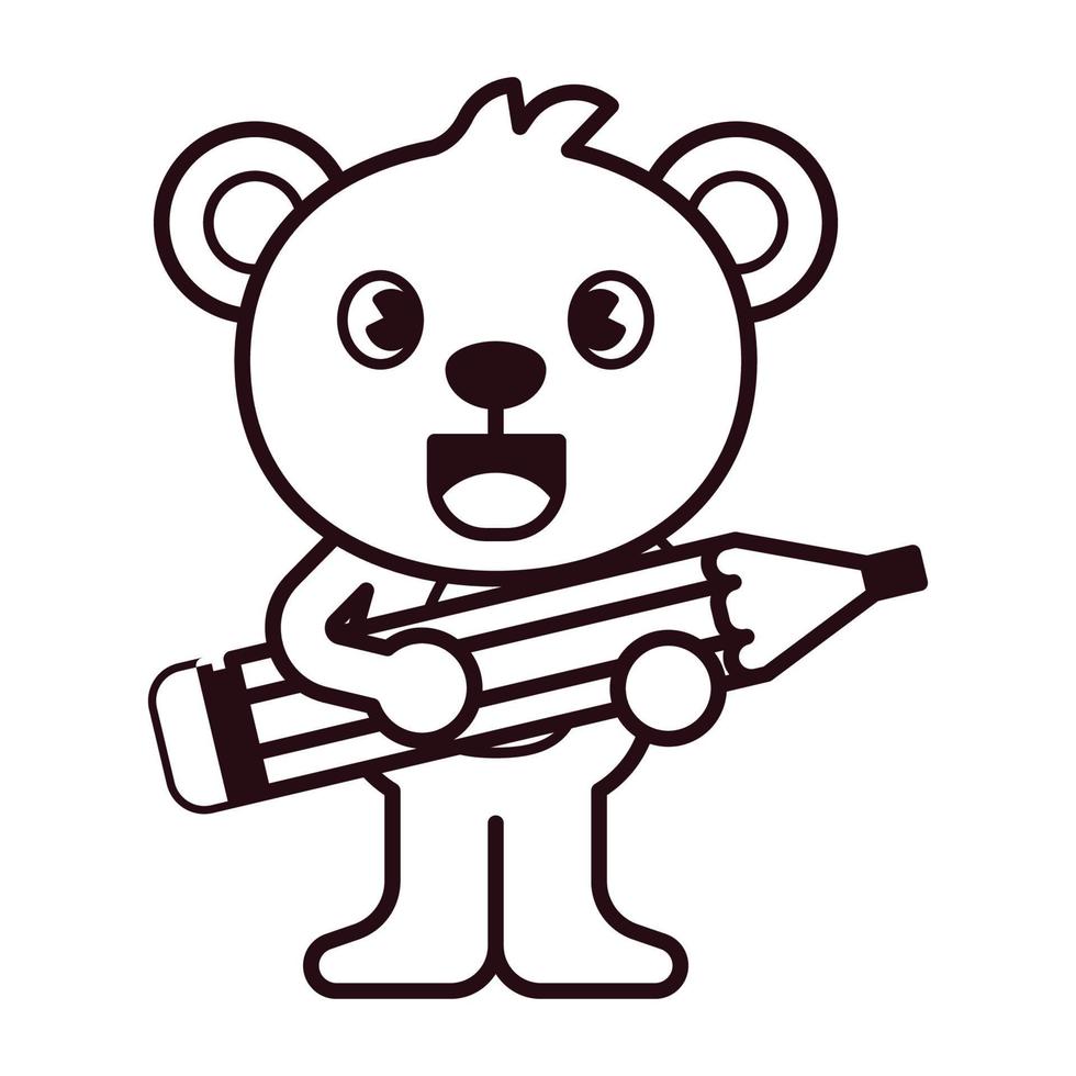isbjörn håller penna målarbok vektor