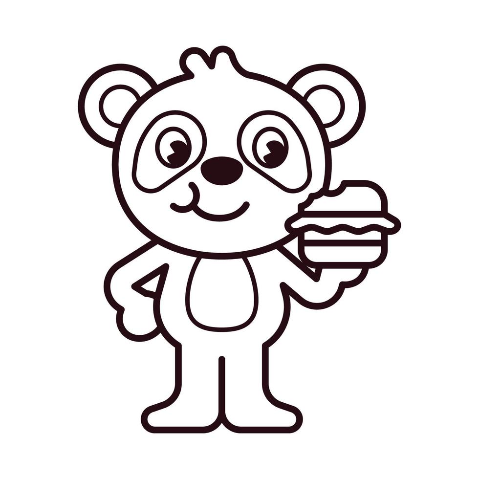 Panda isst Burger zum Ausmalen vektor