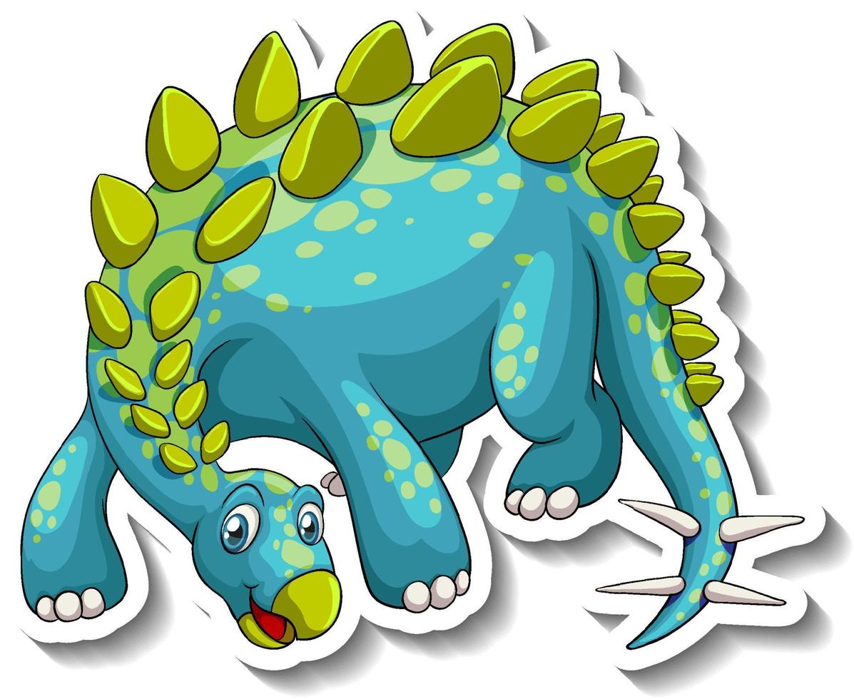 stegosaurus dinosaurie tecknad karaktär klistermärke vektor