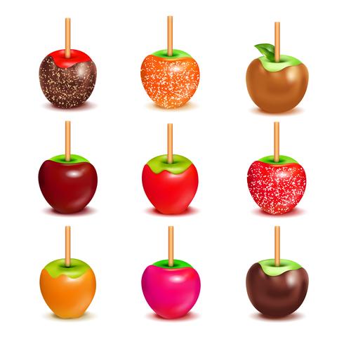 Toffee-Süßigkeits-Äpfel-Zusammenstellungs-Satz vektor