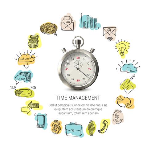 Time Management Round Design vektor