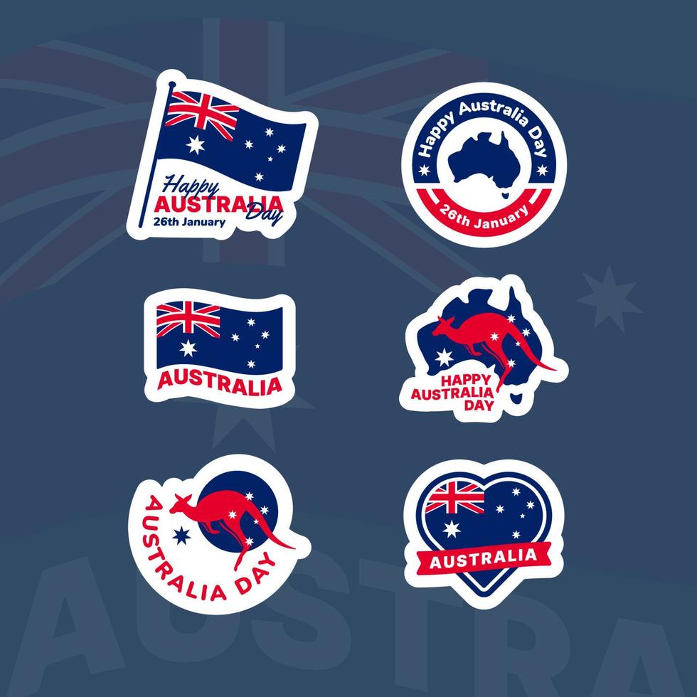 Australien Tag Sticker Set vektor