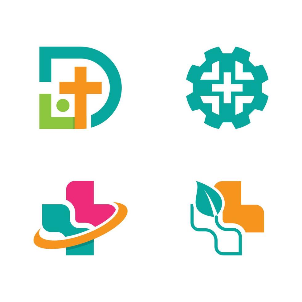 medicinsk kors logotyp mall ikonuppsättning vektor
