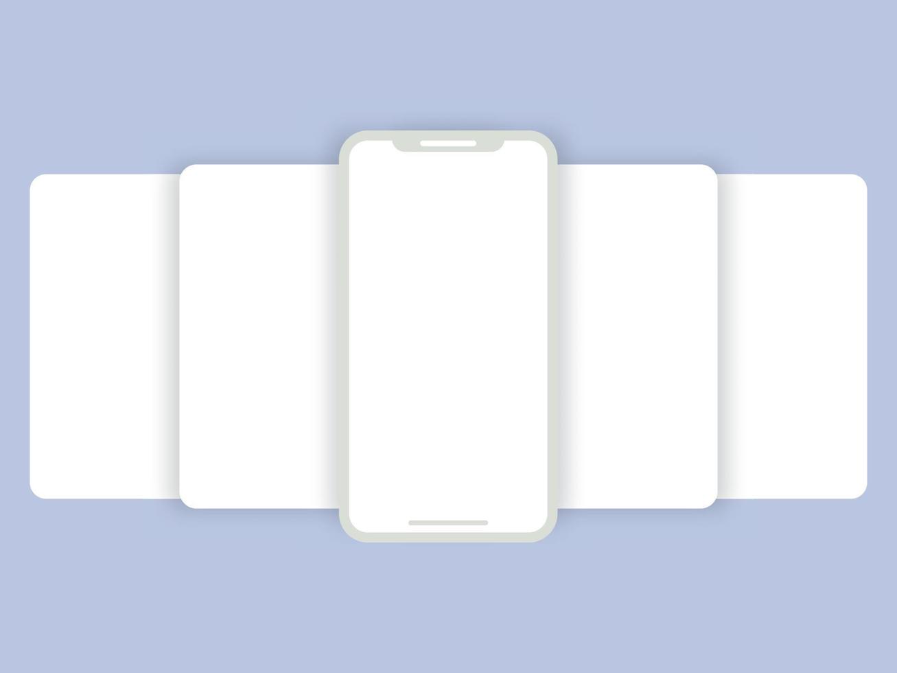 Telefonbildschirm im Karussell-Stil. leeres, leeres weißes Display auf dem Mockup-Smartphone. saubere Seite für die Vitrine. Vektor