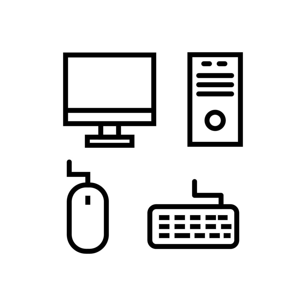 Computer-Icon-Set-Design auf weißem Hintergrund. Vektor-Illustration vektor