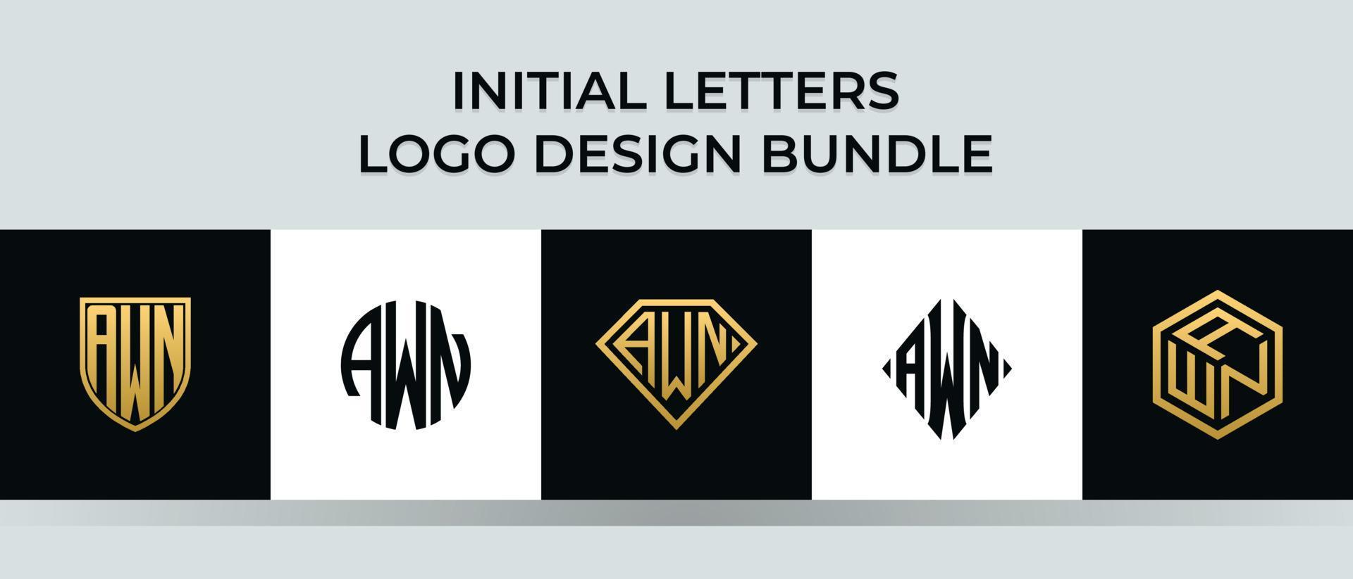 Anfangsbuchstaben awn Logo Designs Bundle vektor