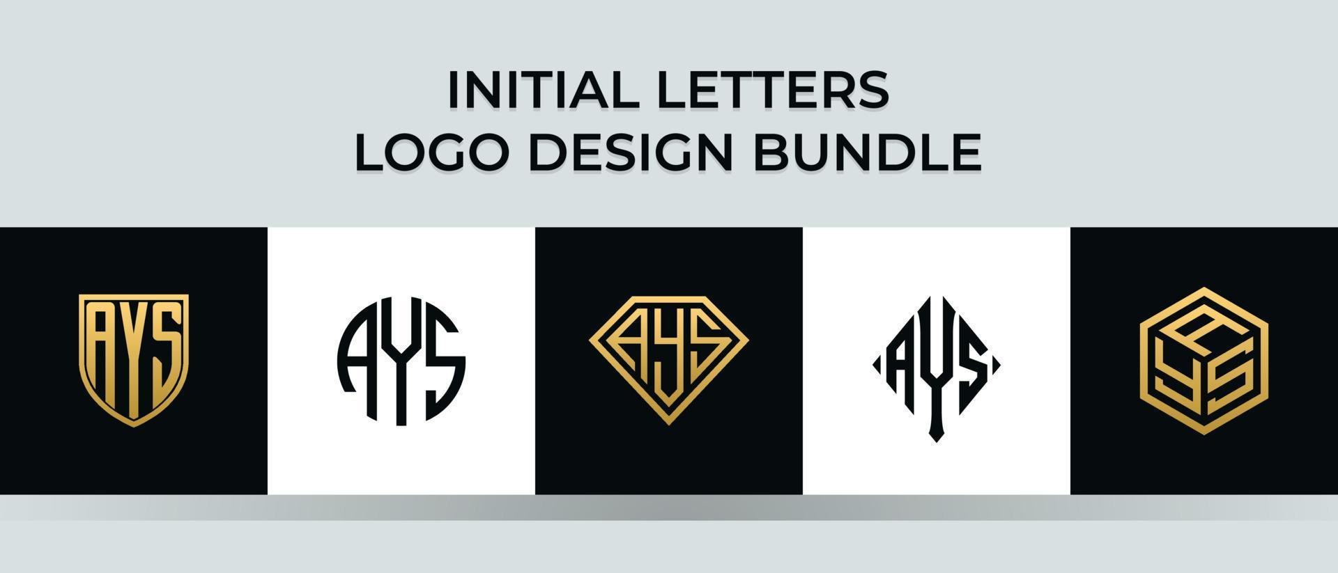initiala bokstäver ays logotyp design bunt vektor