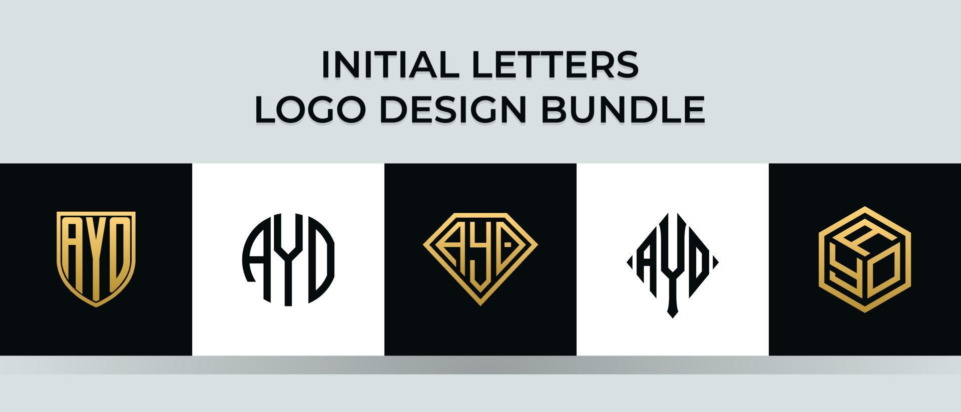 initiala bokstäver ayo logotyp design paket vektor