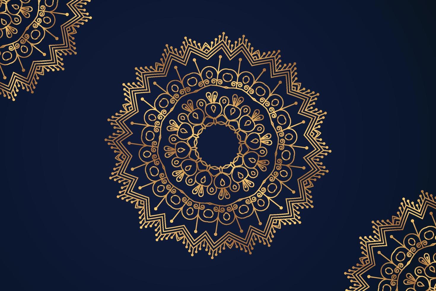 Dekoration im arabischen Stil Mandala-Muster auf blauem Hintergrund. luxuriöser goldener Mandala-Vektor. luxuriöser Mandala-Ornament-Hintergrund mit goldenem Muster. Luxus Dekoration Mandala. vektor