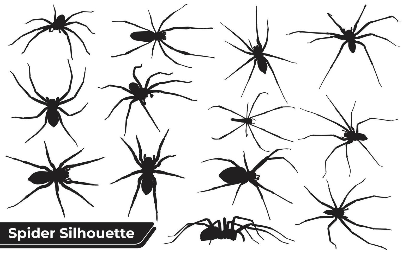 Sammlung von Tierspinnen Silhouette in verschiedenen Posen vektor