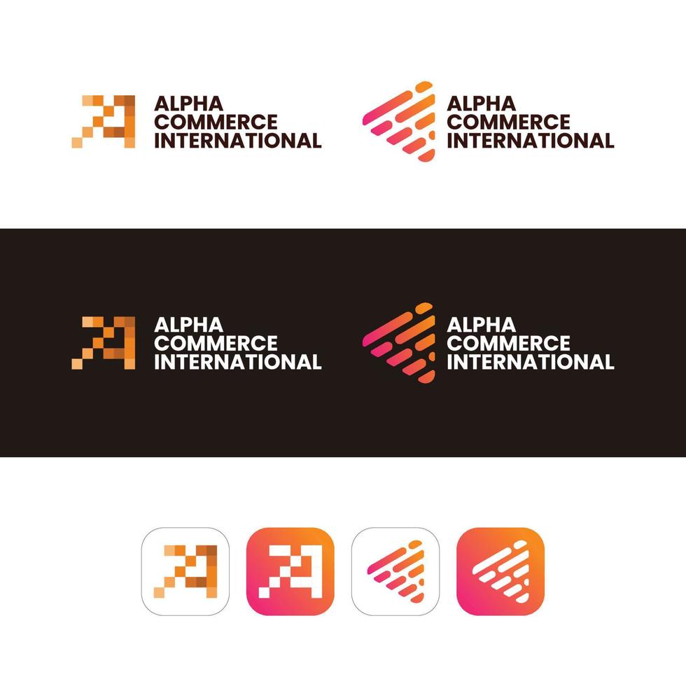 logo mit initialem konzept a und digitalisierung. geeignet für digitales Business-Logo-Design und E-Commerce vektor