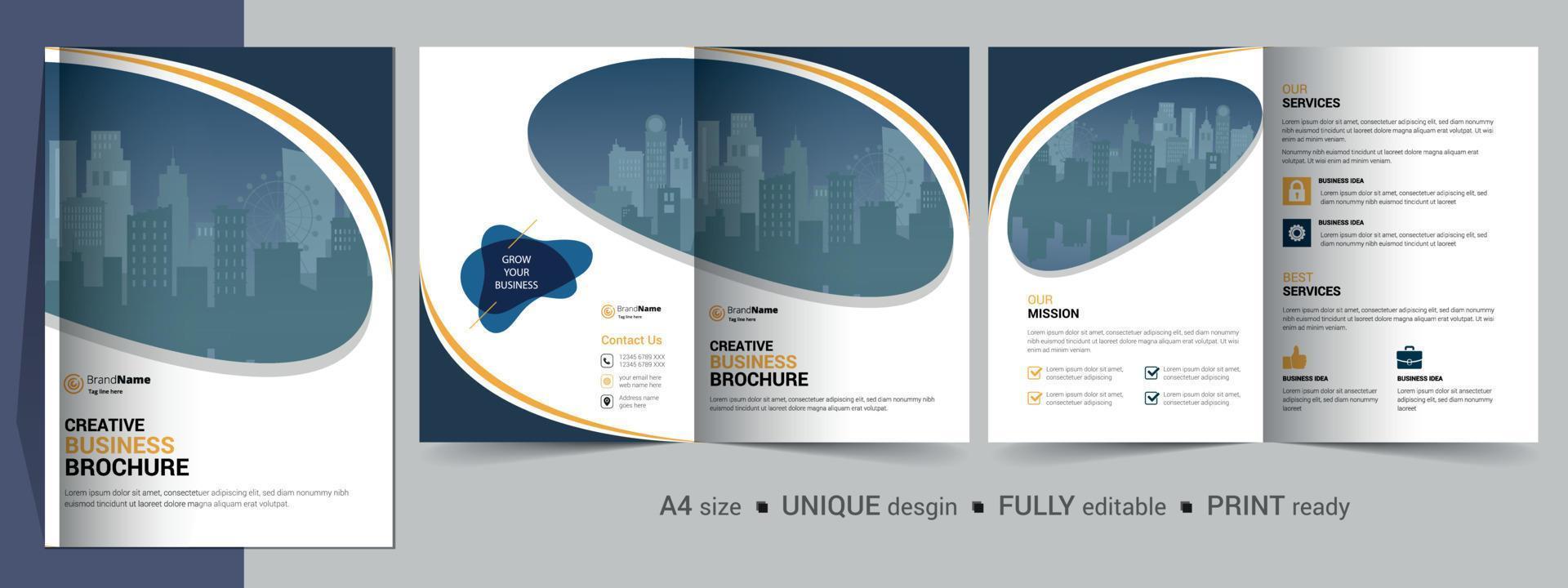 Corporate Business Bifold Broschüre Vorlagendesign vektor