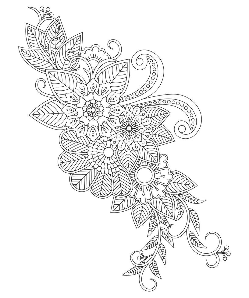 Mehndi-Blumenmuster und Mandala für Henna-Zeichnung und Tätowierung. vektor