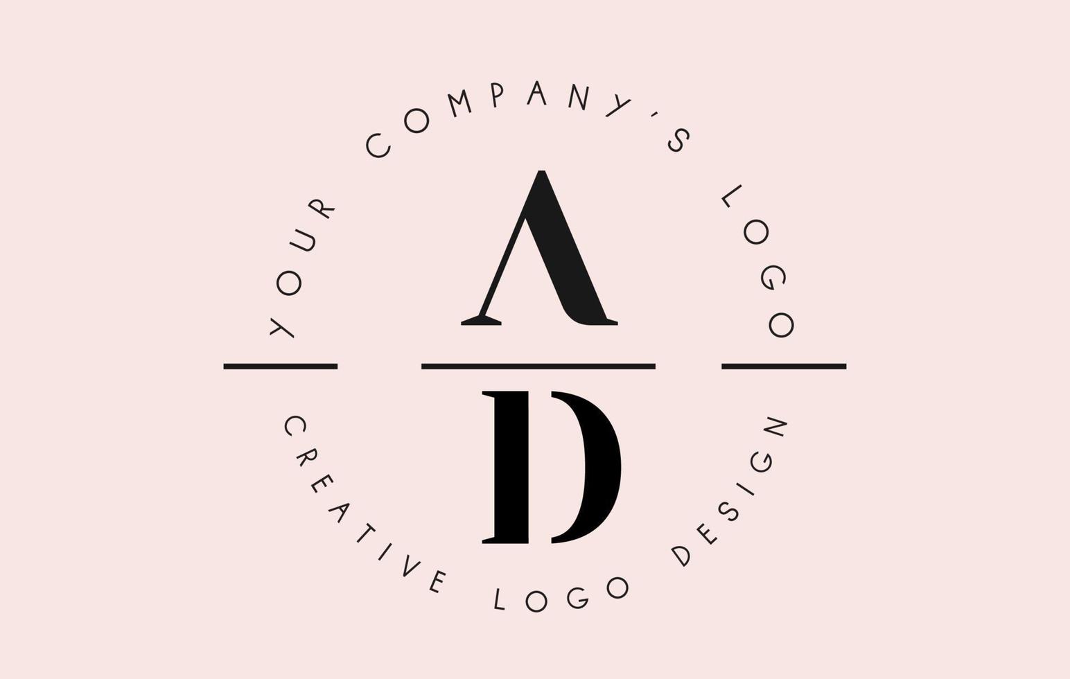 Letters Ad Ad Logo Set als Stempel oder persönliche Unterschrift. einfaches Anzeigensymbol mit kreisförmigem Namensmuster. vektor