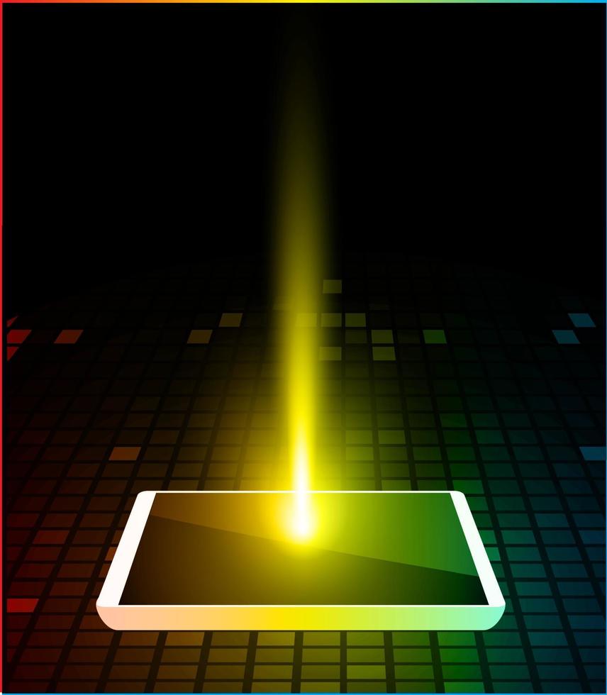 Tablet-PC auf digitalem Hintergrund der schwarzen Schaltung. Technologiehintergrund für Computergrafik-Website-Internet und -Geschäft. Infografiken vektor