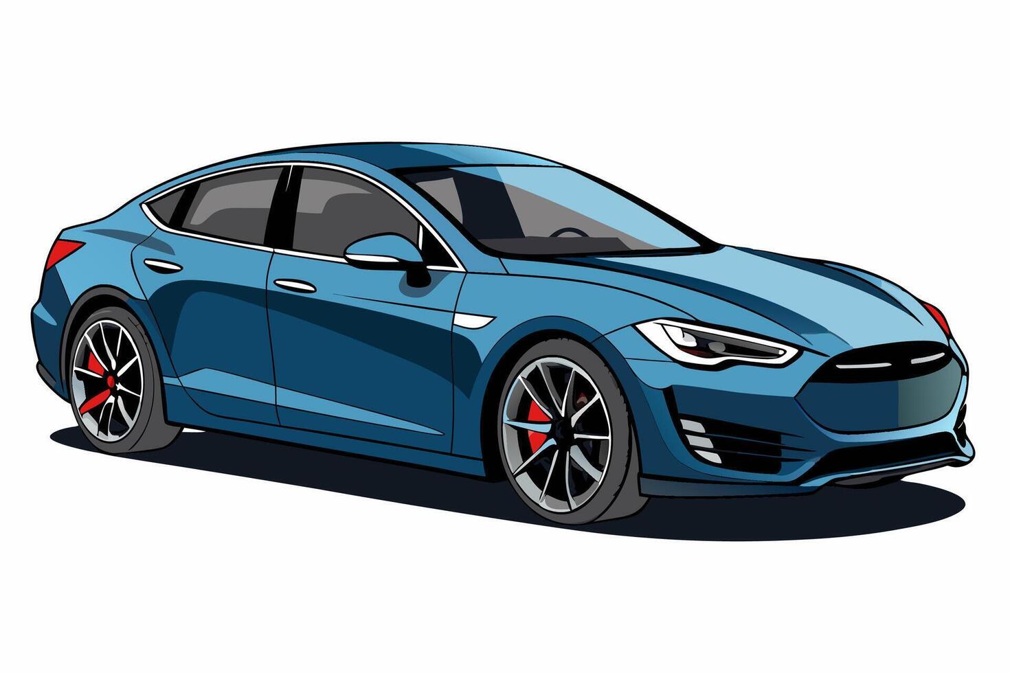 Tesla Modell- s Auto Illustration mit Weiß Hintergrund Karikaturen, Clip Art und Linie Kunst, Illustration von Tesla Auto Modell- s mit Weiß Hintergrund Karikatur, Clip Art, und Linie Kunst Design. vektor