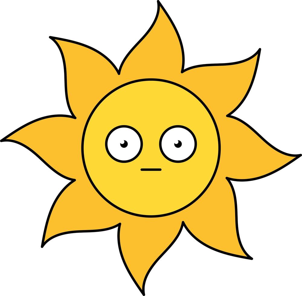 chockad solen emoji kontur illustration vektor