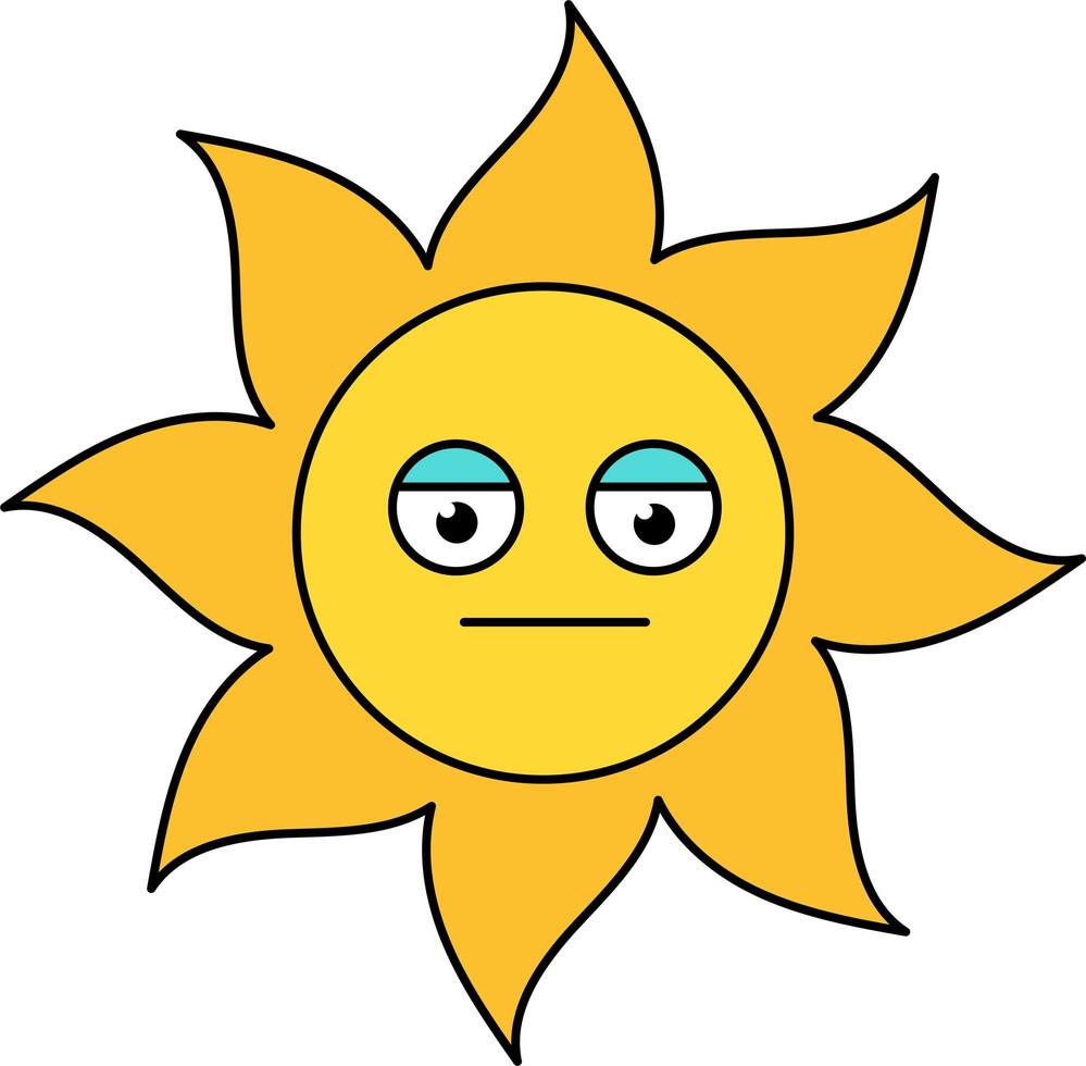 poker face sun emoji kontur illustration vektor