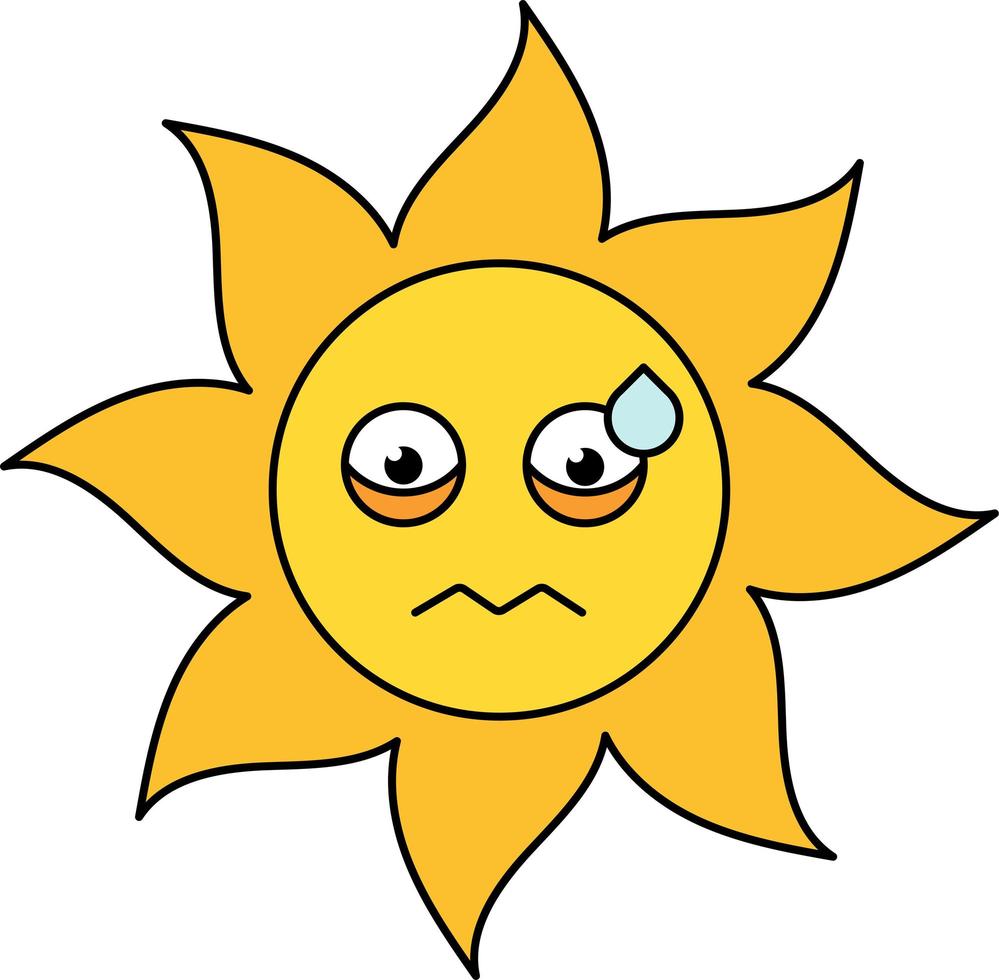 nervös solen uttryckssymbol kontur illustration vektor