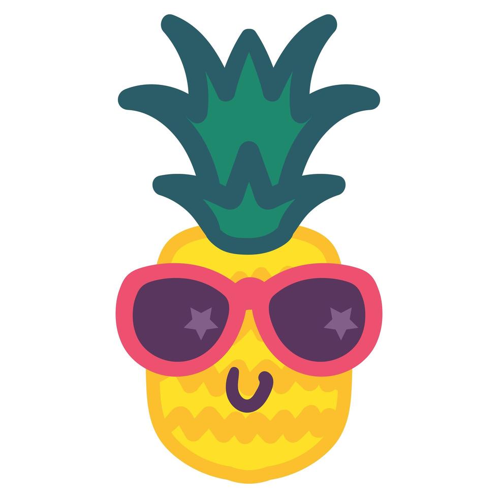 stilvolle Ananas-Emoji-handgezeichnete Illustration vektor