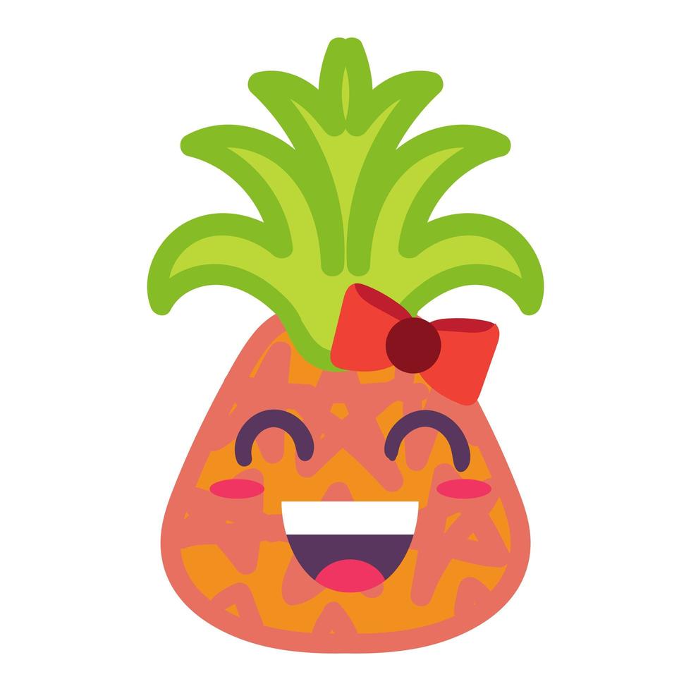 mädchenhafte Ananas kawaii Emoji-Vektorillustration vektor