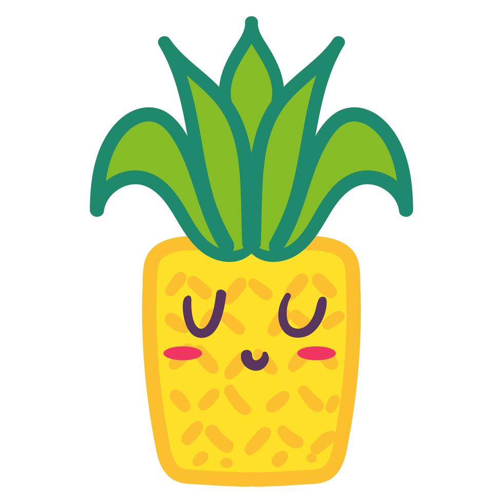 söt gul ananas emoji tecknad illustration vektor