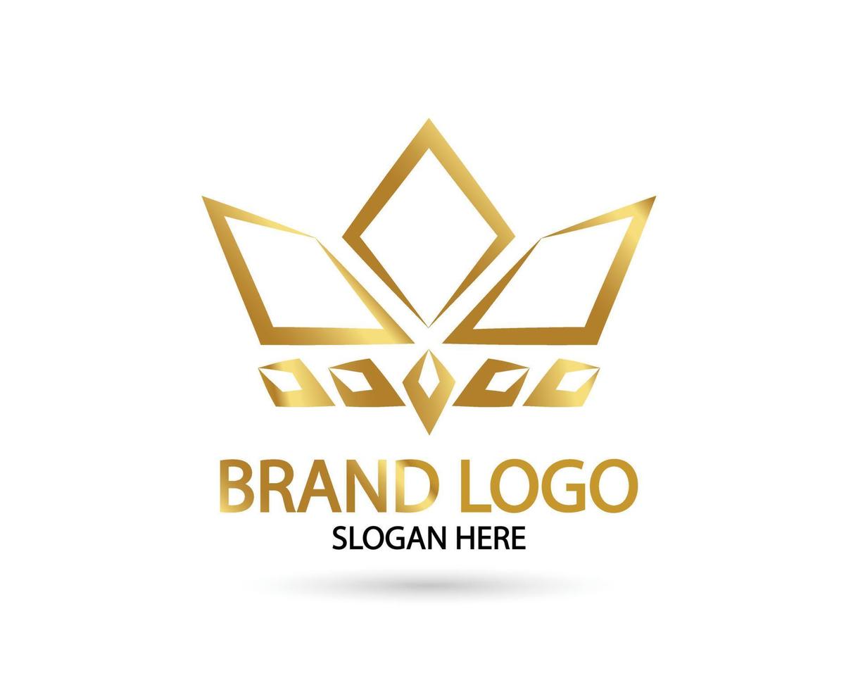 großartiges, luxuriöses, königliches und elegantes Logo-Vektordesign mit goldener Krone vektor