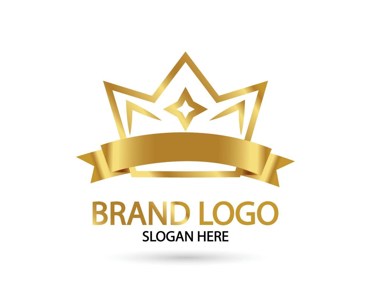 stor lyx guld krona kunglig och elegant logotyp vektor design