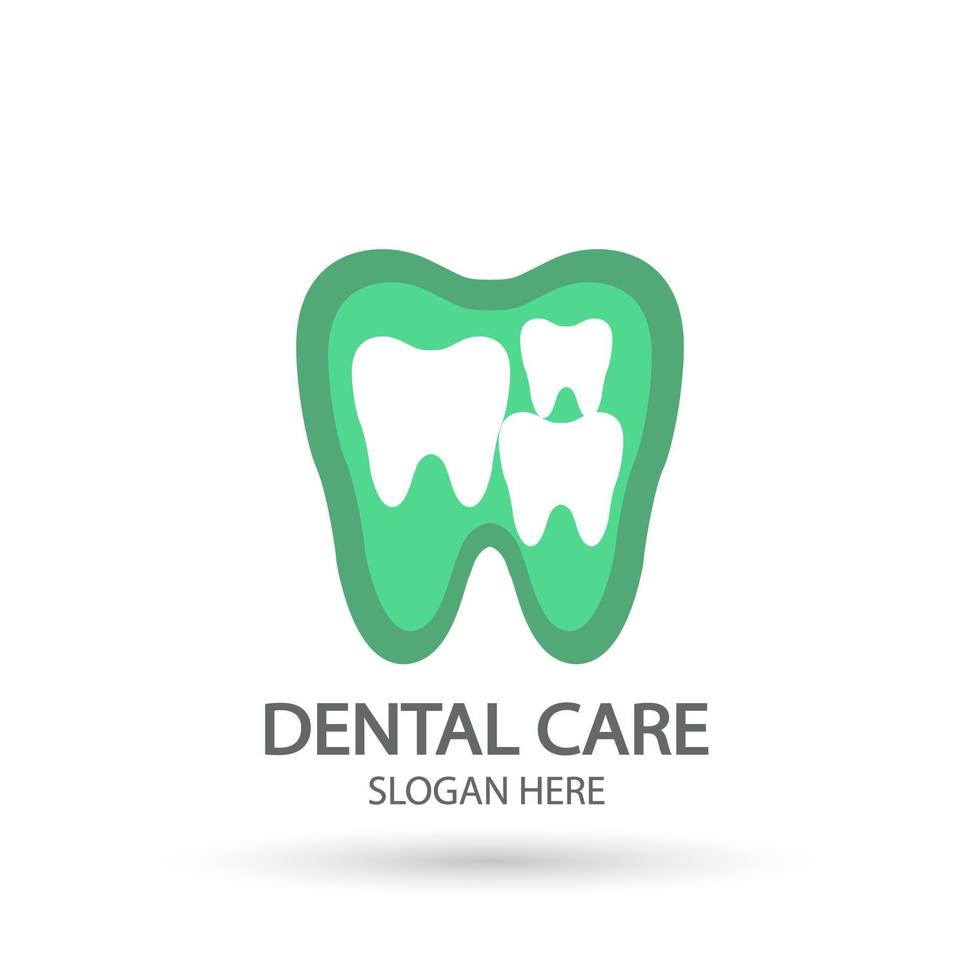 Logo der Zahnklinik. Zahnvektorschablone, Mundpflegezahn- und Kliniksymbolikone mit modernem Designstil. vektor