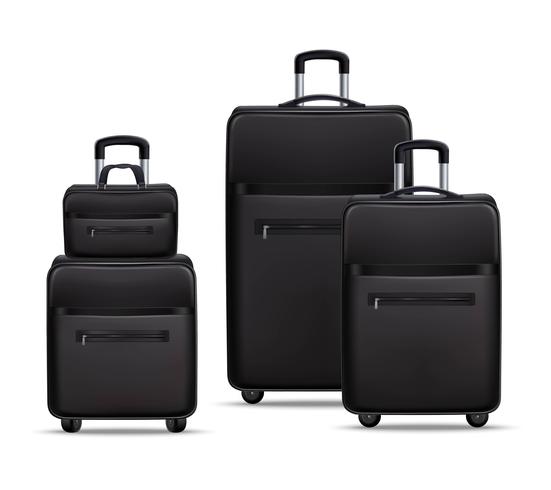 Business Travel Black Realistic Bagage Set vektor