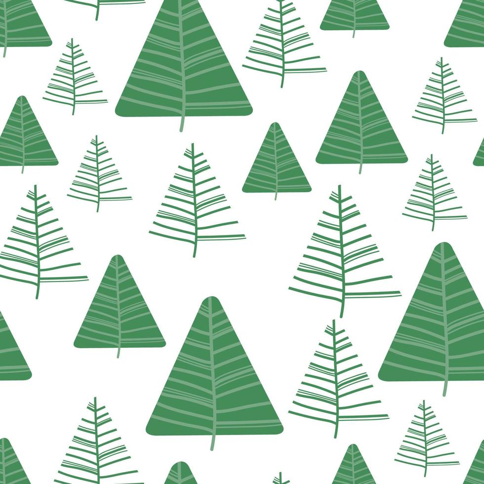 Weihnachtsbaum nahtloses Muster. Neujahr Hand ertrinken Tannen Geschenkpapier Design, Winterurlaub Dekoration, Wald Hintergrund vektor