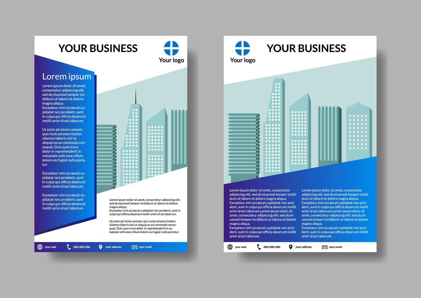 Business-Flyer-Vorlage im A4-Format. Broschüren für Wirtschaft, Immobilien vektor