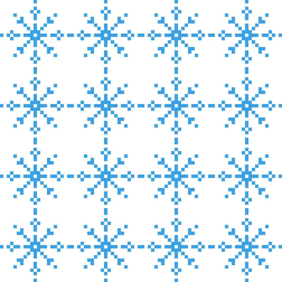 jul blå snöflingor pixel seamless mönster. nyårsprydnad i dekorativa skandinaviska broderier. vintage semester konst med vektor vinter mode.