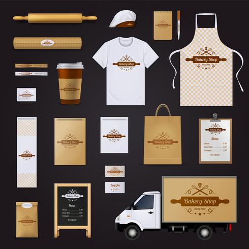 Bäckerei Corporate Identity Template Design Set vektor