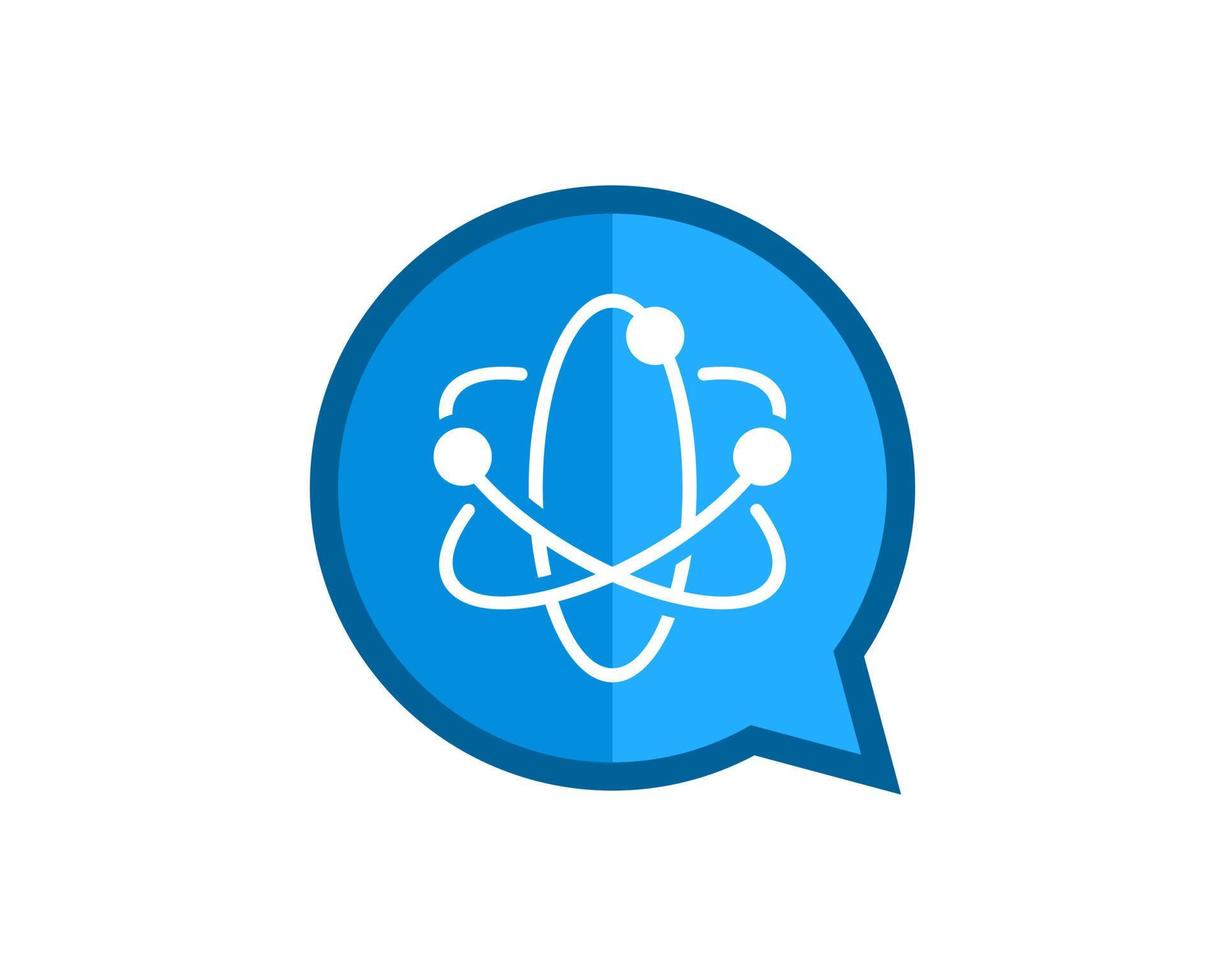 einfacher Bubble-Chat mit Atom-Symbol im Inneren vektor