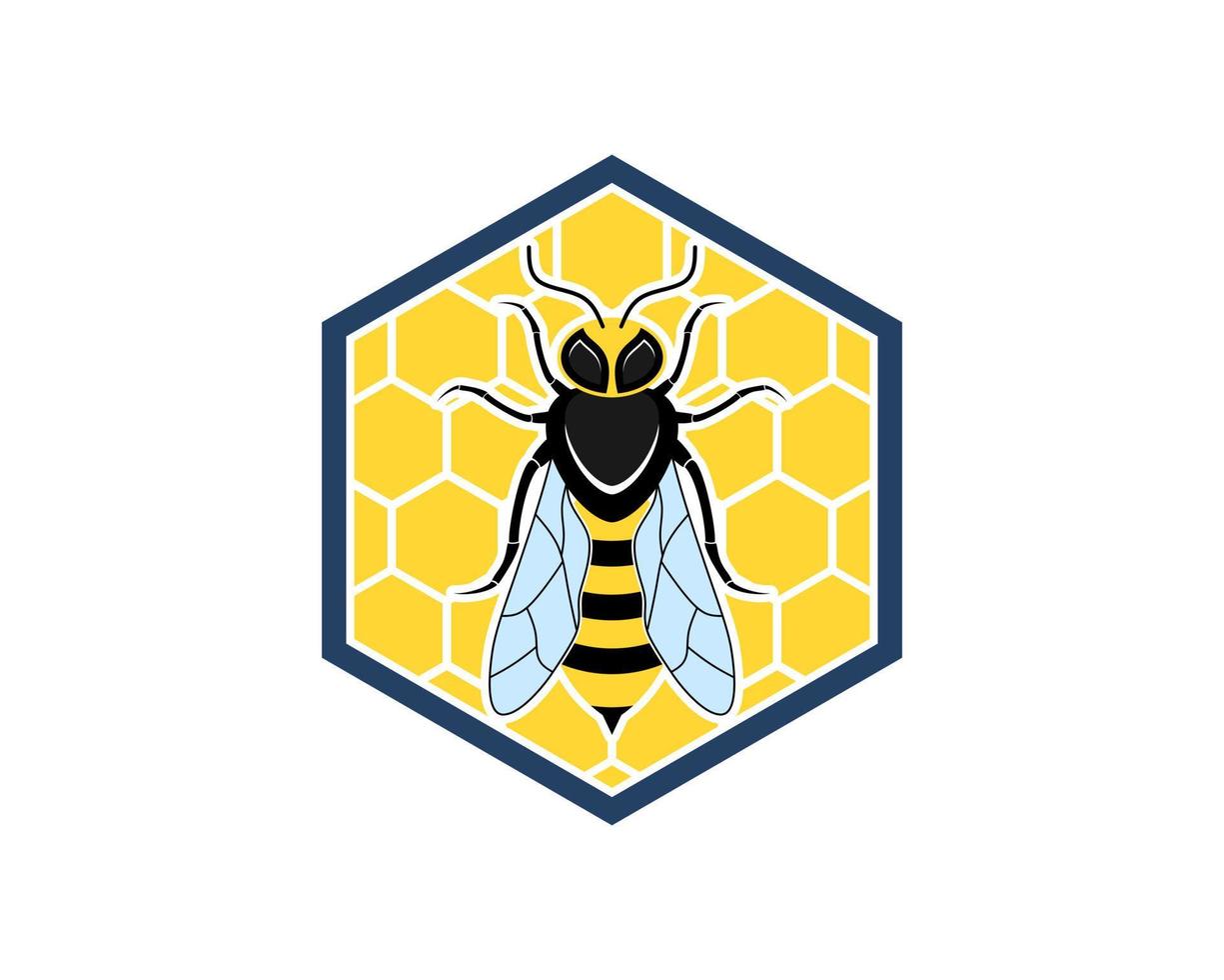 sechseckiger Bienenstock mit Bienenkönigin im Inneren vektor