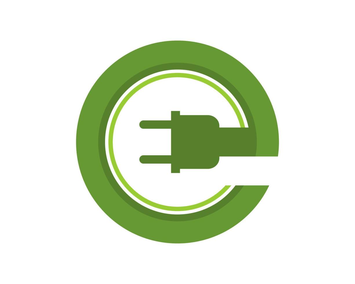 elektrisk anslutning med cirkelformad logotyp vektor