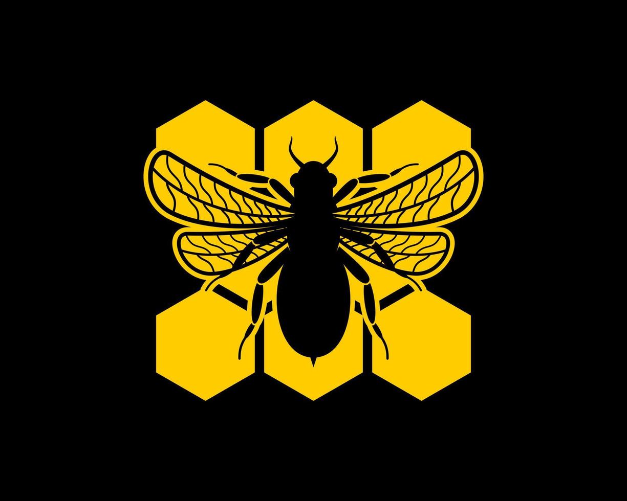 fliegende Biene mit Bienenstockhintergrund vektor